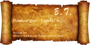 Bamberger Tamás névjegykártya